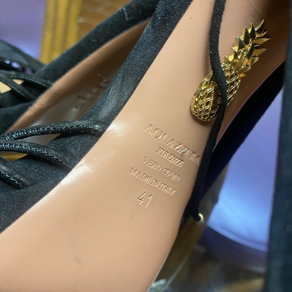 AQUAZZURA Suede Sandals Heels platforms - Picture 7 of 10